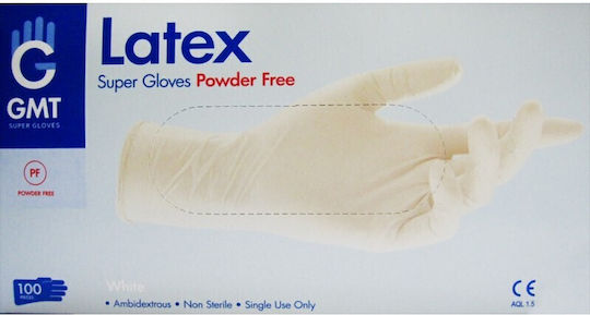 GMT Super Gloves Latex Examination Gloves Powdered White 100pcs