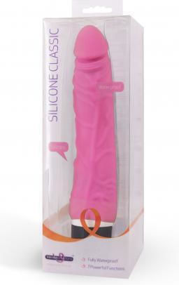 Seven Creations Silicone Classic Vibe Slim Realistic Vibrator 21cm Pink