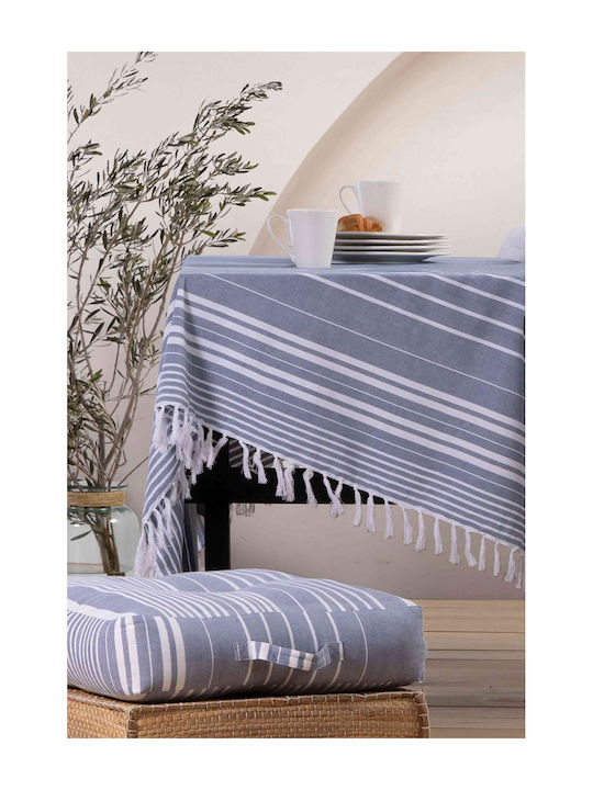 Nef-Nef Homeware Mercury Cotton Checkered Tablecloth Blue 140x140cm