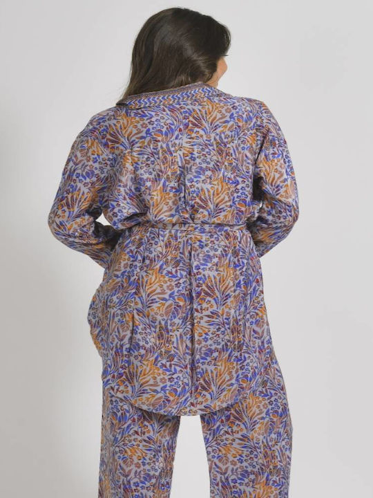 Ble Resort Collection Γυναικείο Μακρύ Καφτάνι Παραλίας Μπλε