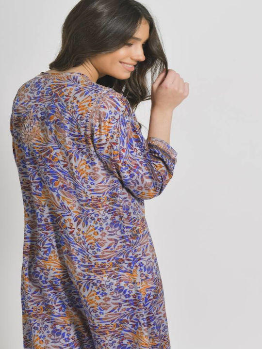 Ble Resort Collection Γυναικείο Μακρύ Καφτάνι Παραλίας Μπλε
