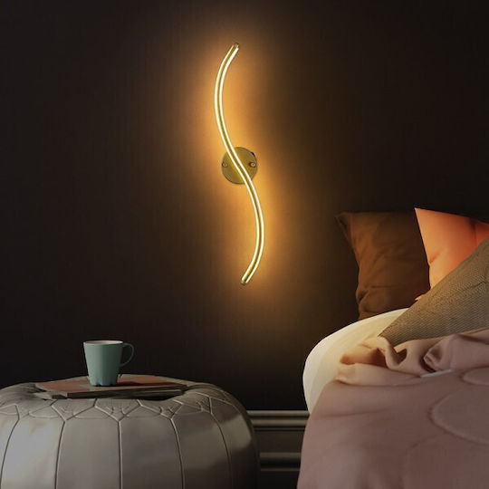 Pakketo Le Onde Модерен Осветително тяло За стена с вграден LED Златист 10x5x67см.