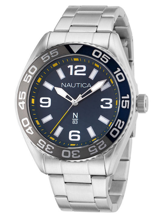 Nautica Men's Watch 45mm Battery with Silver Metal Bracelet