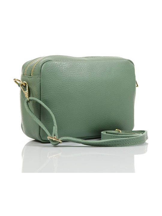 Passaggio Leather Shoulder Bag - Crossbody Bag Made of Genuine Leather (Bicompartmental Italy)Green Mint d