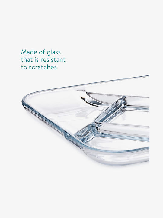 Navaris Glass Dessert Divided Serving Plate with 5 Positions Transparent 2.8x2.8x2.8cm