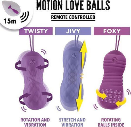 Feelztoys Remote Controlled Motion Love Balls Twisty Vibrator Egg with Remote Control 8cm Purple