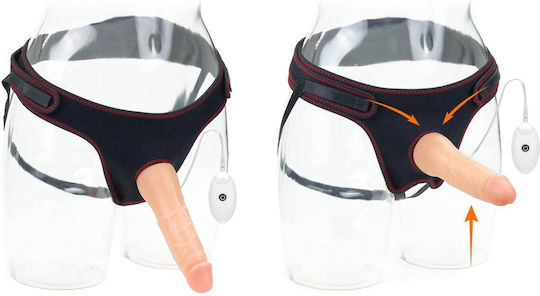 Lovetoy Ingen Easy Strapon Set Арсенал с Единично Дилдо 19см и Вибрация в Телесен цвят