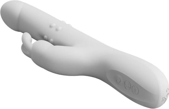 Pretty Love Reese Vibrator Rabbit Thrusting Vibrator With Rotating Beads 24.8cm White