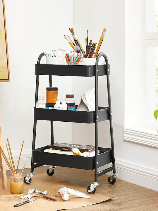 Songmics Metallic Kitchen Trolley with 3 Tiers Black 41.4x30.7x79cm