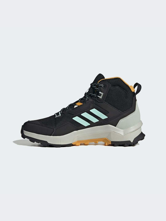 adidas Terrex AX4 Mid GTX Men's Hiking Boots Waterproof with Gore-Tex Membrane Core Black / Semi Flash Aqua / Preloved Yellow