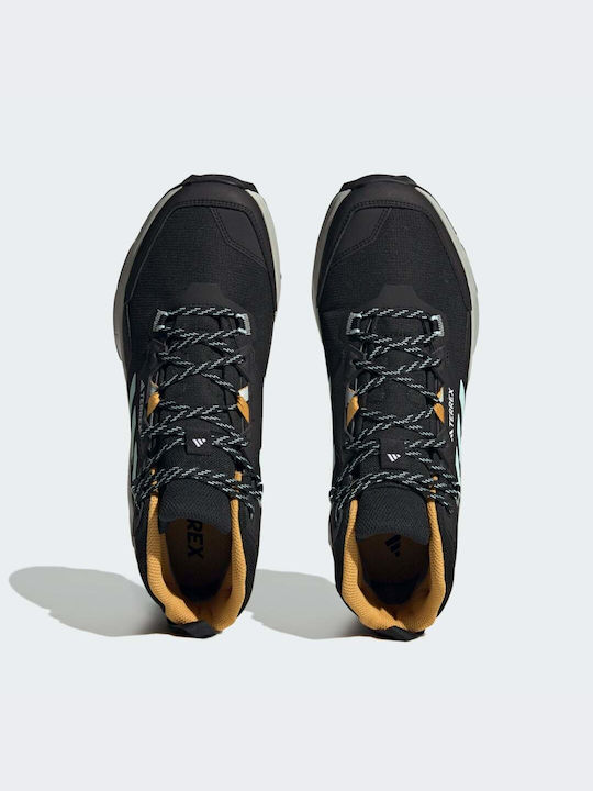 adidas Terrex AX4 Mid GTX Men's Hiking Boots Waterproof with Gore-Tex Membrane Core Black / Semi Flash Aqua / Preloved Yellow