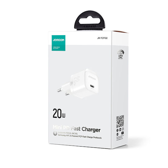 Joyroom Φορτιστής Χωρίς Καλώδιο με Θύρα USB-C 20W Power Delivery Λευκός (JR-TCF02)