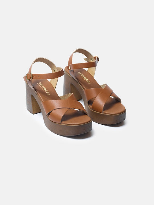 InShoes Leder Damen Sandalen in Tabac Braun Farbe