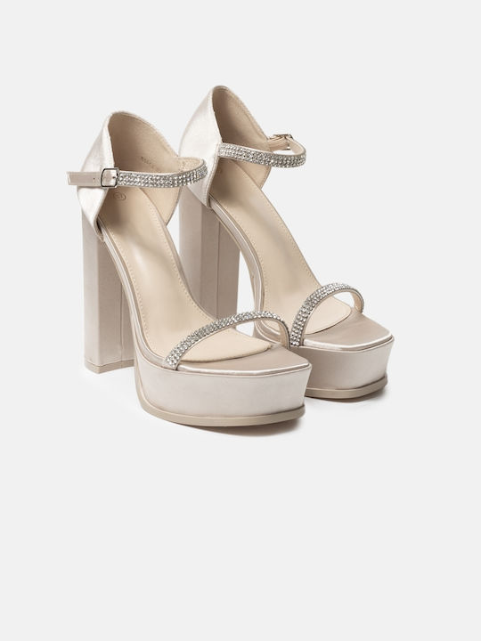 InShoes Stoff Damen Sandalen in Beige Farbe