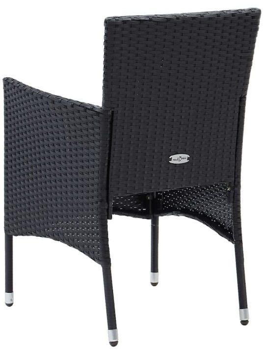 Garden & Outdoor Furniture Set for Small Outdoor Spaces 3 Pieces Black with Pillows