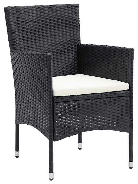 Garden & Outdoor Furniture Set for Small Outdoor Spaces 3 Pieces Black with Pillows