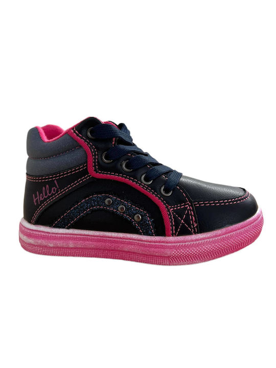 TOUTI boots in black-fuchsia color