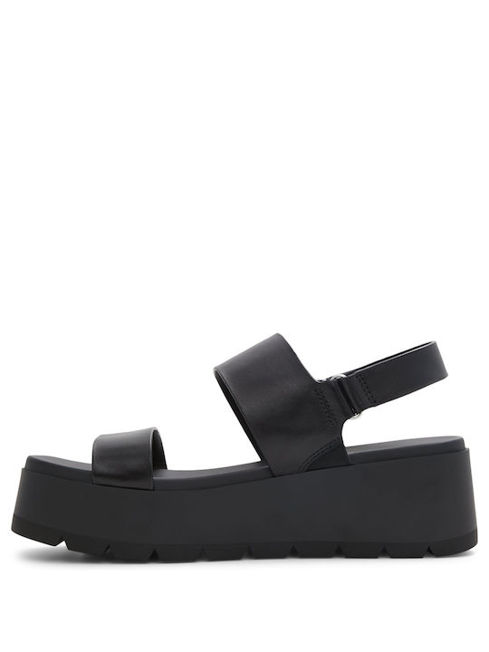 Aldo Women's Leather Ankle Strap Platforms Black