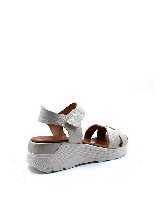 Oh My Sandals Anatomic Women's Leather Ankle Strap Platforms White