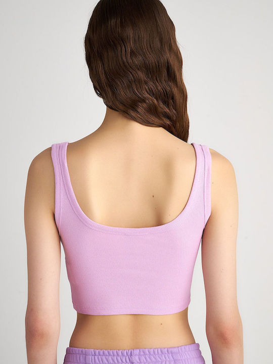 SugarFree Damen Sommerliches Crop Top Baumwolle Ärmellos Flieder