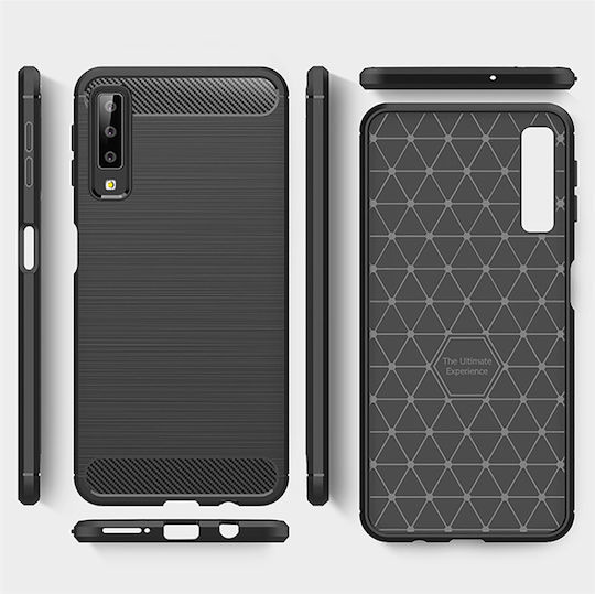 Techsuit Carbon Задна корица Силикон Черен (Galaxy A7 2018)