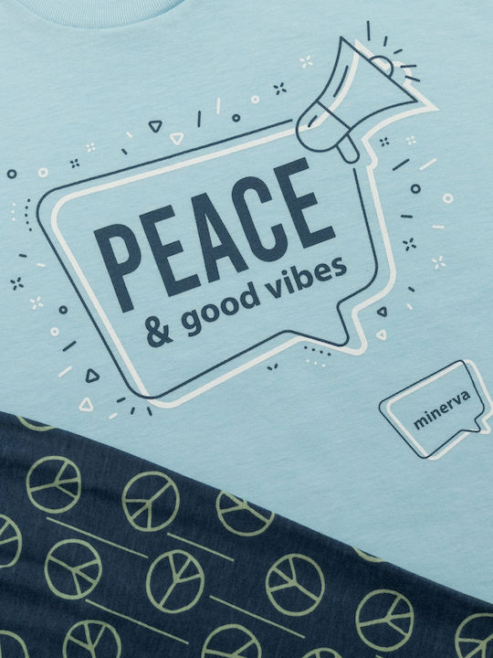 Minerva Pijama pentru copii De vară Albastră PEACE