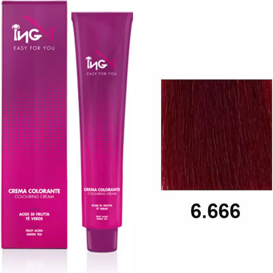 ING Colouring Cream With Fruit Acids Green Tea Βαφή Μαλλιών 6.666 Ξανθό Σκούρο Κερασί 100ml