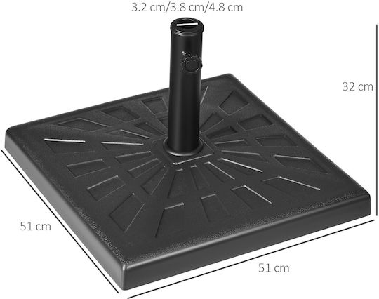 Outsunny Umbrella Stand made of Metal in Black Color 51x51x32cm