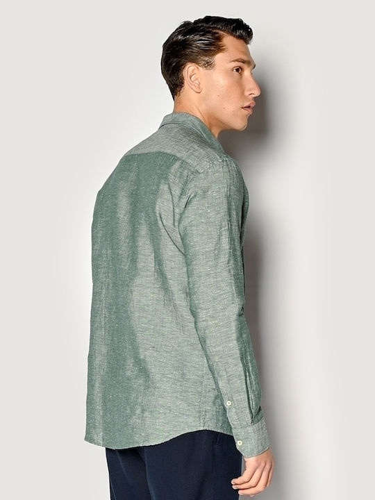 Brokers Jeans Men's Shirt Long Sleeve Linen Green