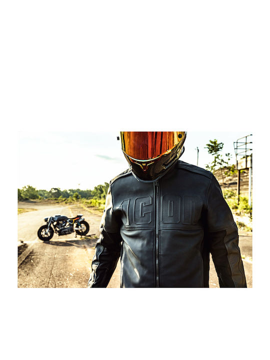 Icon Motorhead 3 Herren Motorradjacke 4 Jahreszeiten Wasserdicht Schwarz