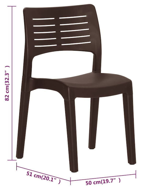 Scaun de exterior Polipropilenă Maro 2buc 50x51x82cm