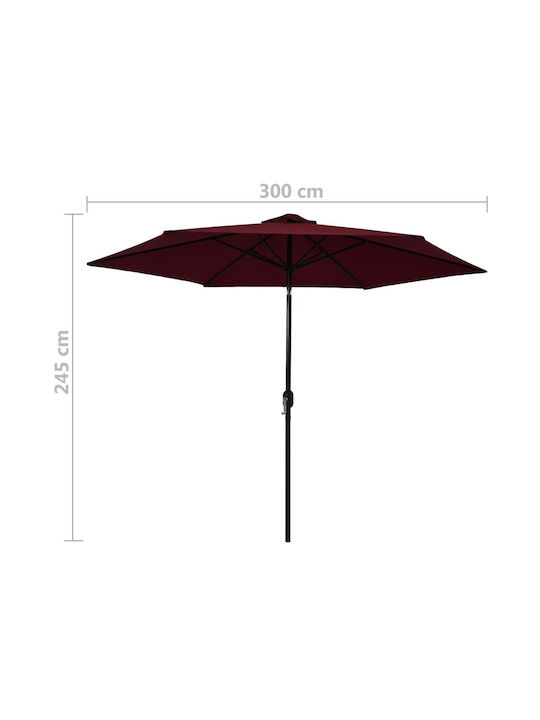 Umbrelă Rotundă Metalică Burgundy Φ3xÎnălțime2.22m