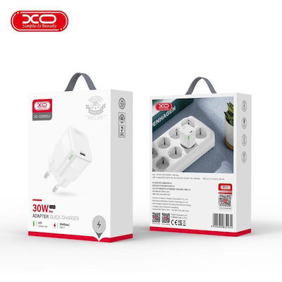 XO Φορτιστής Χωρίς Καλώδιο με Θύρα USB-C 30W Power Delivery Λευκός (CE06)