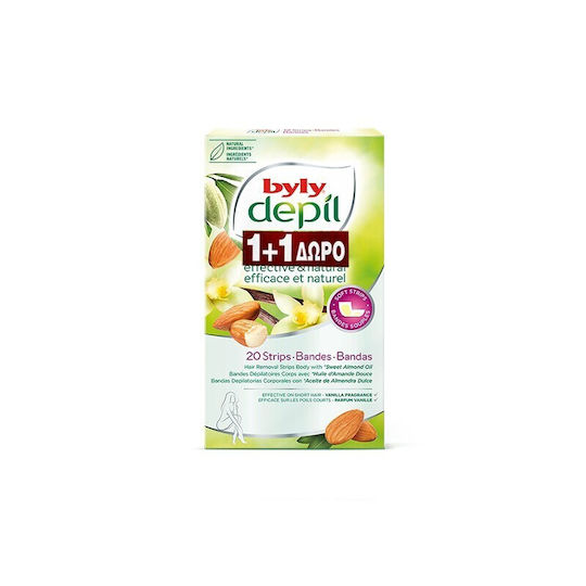 Byly Ταινίες Αποτρίχωσης 20 Ταινίες, 1 + 1 Δώρο Sweet Almond Oil 20τμχ