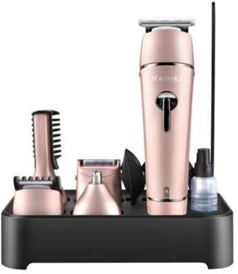 Kemei Set Wiederaufladbar Haarschneidemaschine Rosa KM-1015
