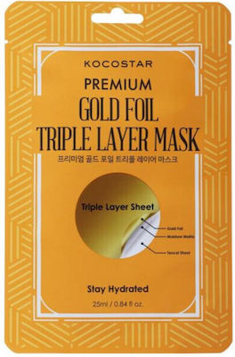 Kocostar r Premium Gold Foil Triple Layer Μάσκα Προσώπου για Ενυδάτωση 25ml