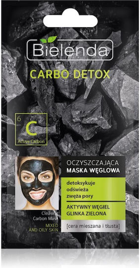 Bielenda Carbo Detox Purifying Charcoal Mask Face Black Detoxifying Mask 8gr