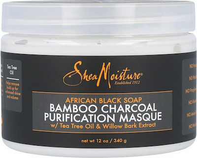 Shea Moisture African Black Soap Bamboo Charcoal Masca de păr pentru par gras 340gr