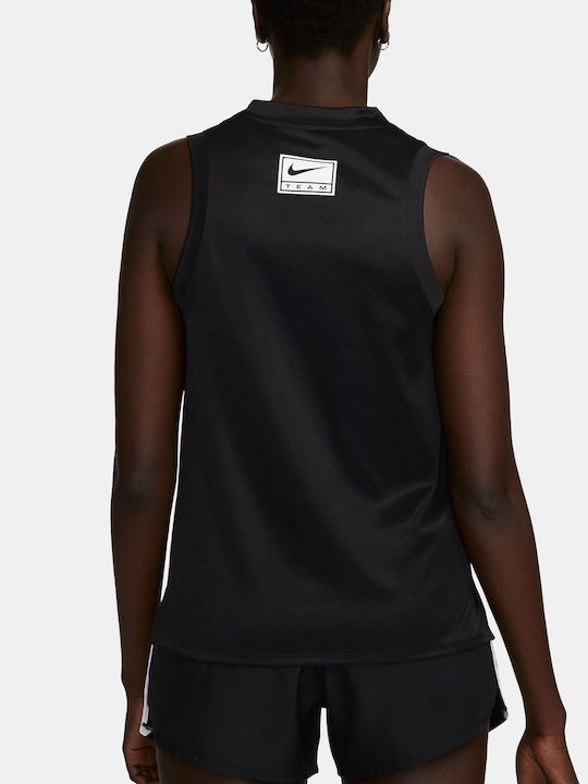 Nike Swoosh Run Women's Athletic Blouse Sleeveless Dri-Fit Black