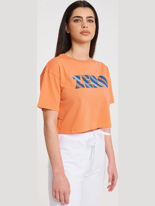 Ichika Γυναικείο Crop T-shirt Πορτοκαλί