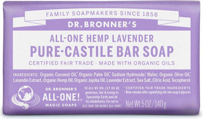 Dr Bronner's Pure-Castile Bar Soap All in One Hemp Lavender Soap Bar 140gr