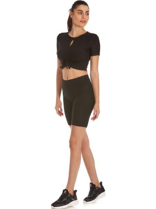 Γυναικείο Crop T-shirt Μαύρο