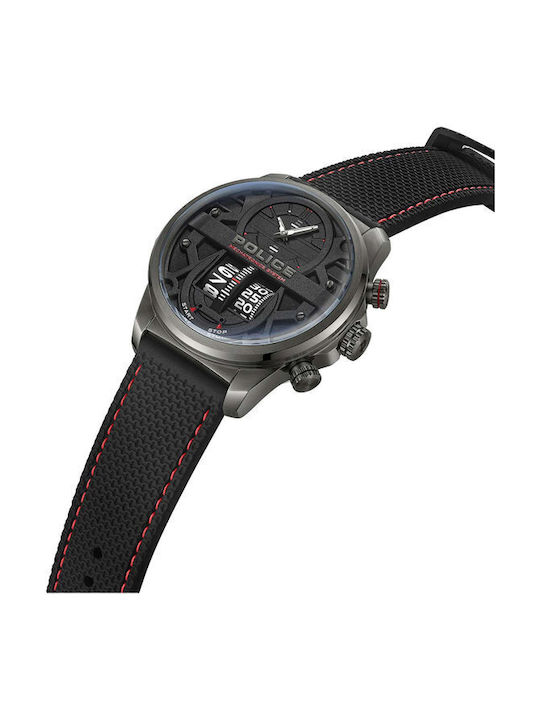 Police Rotorcrom Analog/Digital Watch Battery with Black Rubber Strap