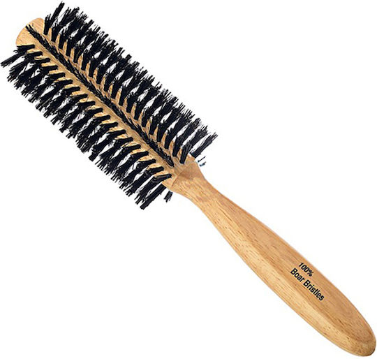 Niobe Professional Round Hair Brush with Natural Bristles Brown