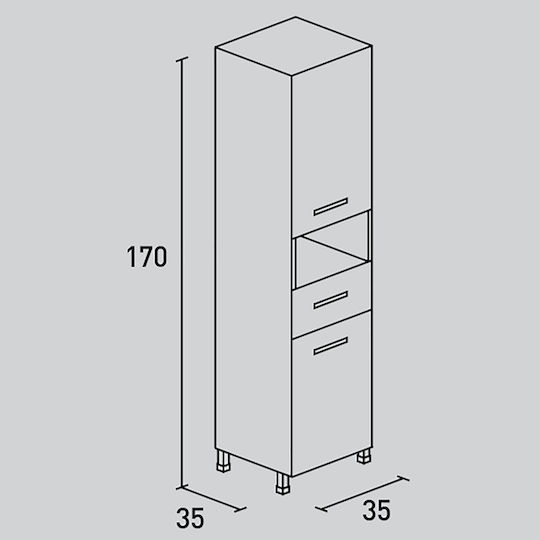 Pro Bagno 635K Dulap Coloană Pentru Baie Pardoseală M35xB35xÎnălțime170cm Maro