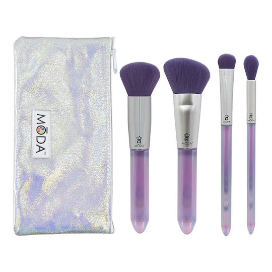Royal Set Mit Make-up Pinseln Aus Synthetischer Borste Moda Mythical Brilliant Amethyst 4 Stück