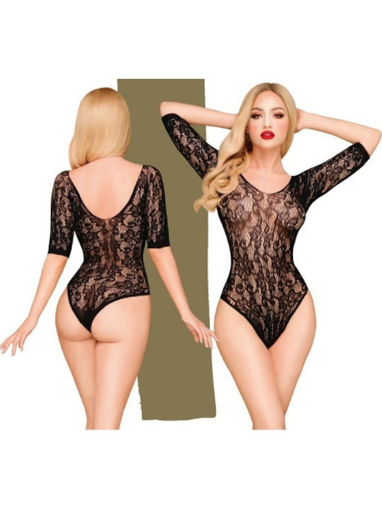 Penthouse Midnight Visit Long Sleeve Body Sexy Κορμάκι με Δαντέλα Black