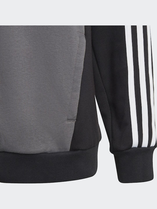 Fleece Παιδικό Φούτερ με Κουκούλα και Τσέπες Μαύρο