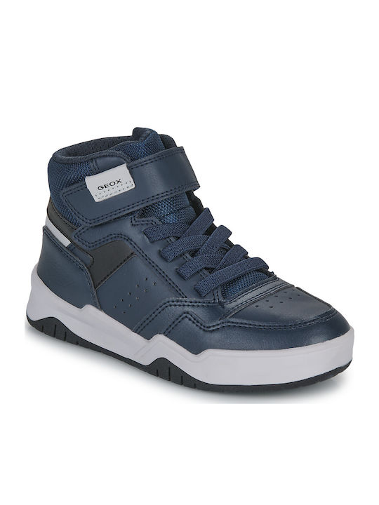 Geox J PERTH Adidași Copii Inalți Cu Închidere Hoop & Loop Albastru