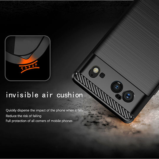 Techsuit Carbon Umschlag Rückseite Silikon Schwarz (Google Pixel 6)